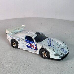 Matchbox Porsche 911 GT1 1998 Casting 2002 50th Anniv White Blue Hood Logo Loose